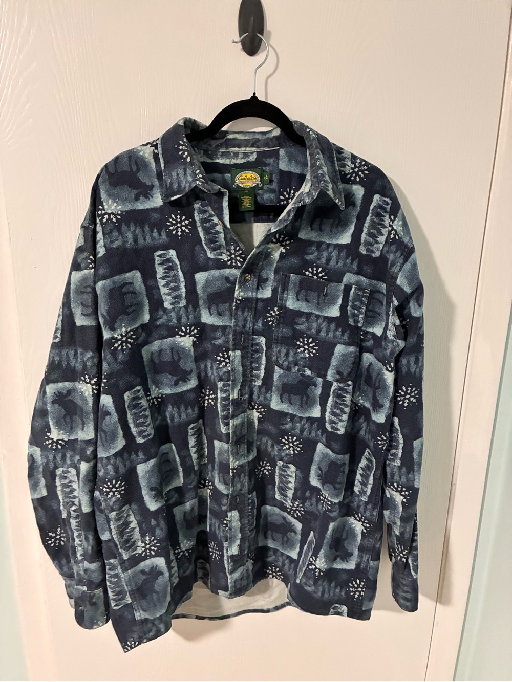 Cabela's Men's Blue Patterned Button-Up Shirt Jacket